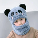Winter Baby Cap & Scarf Set – Soft Velvet Cartoon Design