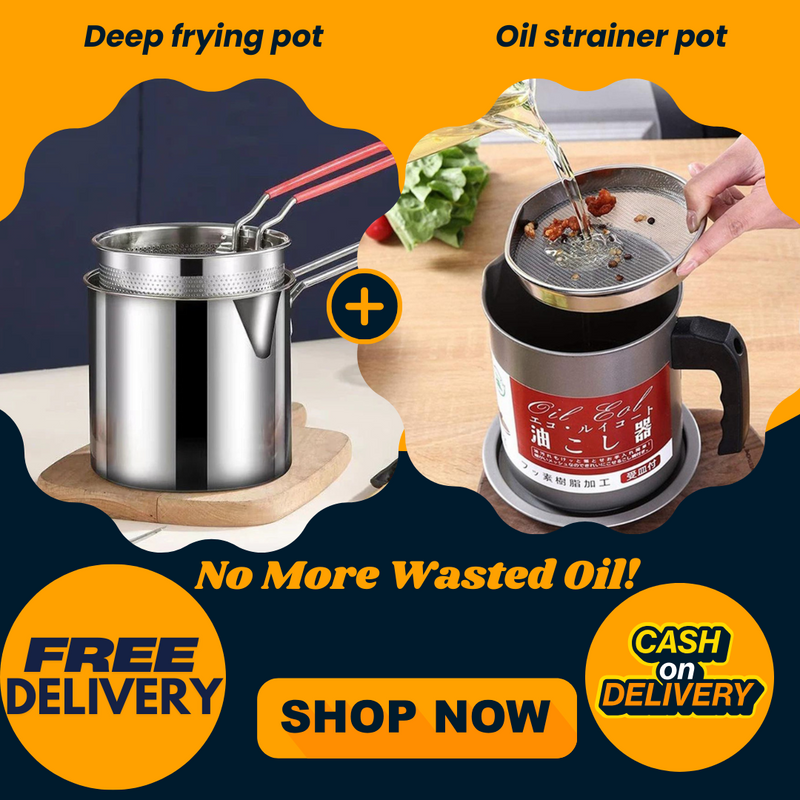 🔥 Ramadan Special Kitchen Combo – Deep Frying Pot & Oil Strainer Container 🔥