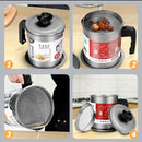 Stainless Steel Oil Strainer Container with Fine Mesh Filter & Drip-Free Spout